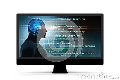 The machine learning and cognitive computing - 3d rendering Stock Photo