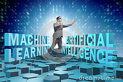 The machine learning concept with businessman Stock Photo