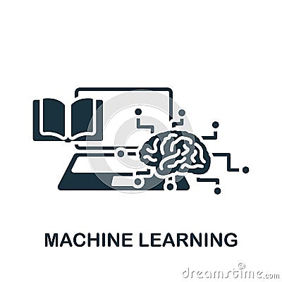 Machine Learning icon. Monochrome simple Artificial Intelligence icon for templates, web design and infographics Vector Illustration