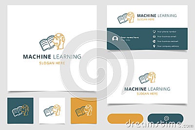 Machine learning logo design with editable slogan. Branding book and business card template. Stock Photo