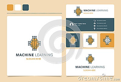 Machine learning logo design with editable slogan. Branding book and business card template. Vector Illustration