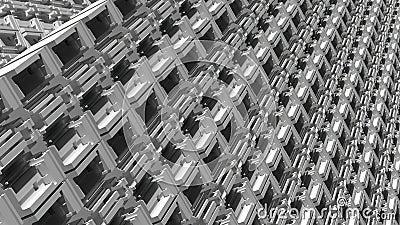 Machine-like structure Simple geometry is circuit design Gray abstract, elegant and modern 3D rendering image Stock Photo