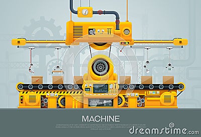 Machine and manufacture machinery factory vector Vector Illustration