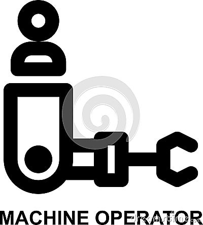 machine operator, worker, technician, engineer, manufacturing, operator outline icon Vector Illustration