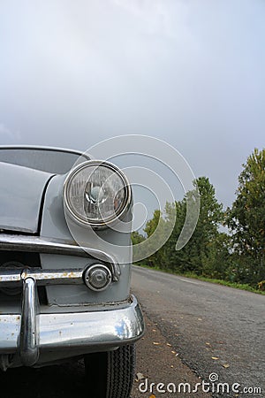 Machine retro chrome headlight Stock Photo