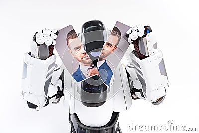 Machine is ripping picture of guy Stock Photo