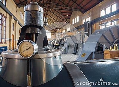 Machine room of historic steam pumping station Editorial Stock Photo