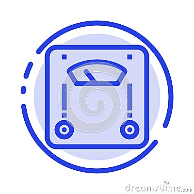 Machine, Scale, Weighing, Weight Blue Dotted Line Line Icon Vector Illustration