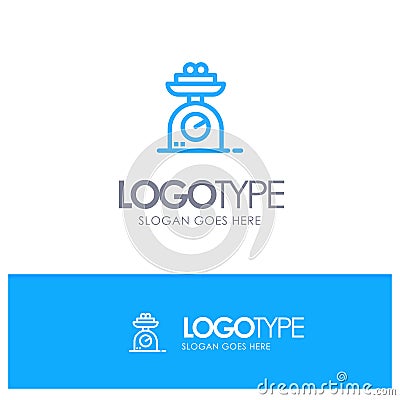 Machine, Scale, Weighing, Weight Blue Logo Line Style Vector Illustration