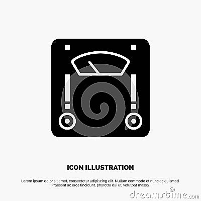 Machine, Scale, Weighing, Weight Solid Black Glyph Icon Vector Illustration