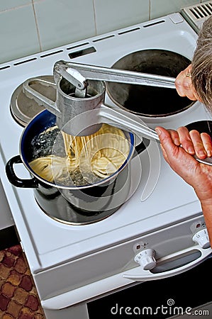 Machine for Swabian Spaetzle Stock Photo