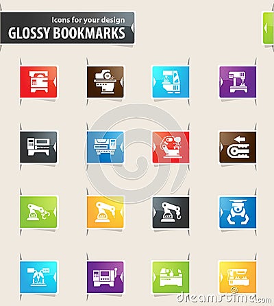 Machine tool icons set Vector Illustration