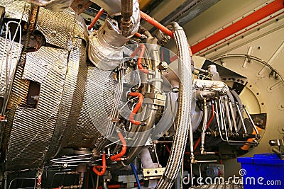 Machine turbine in oil and gas plant for drive compressor unit for operation. Stock Photo