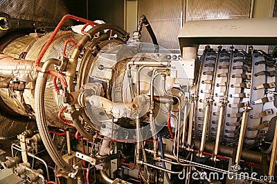 Machine turbine in oil and gas plant for drive compressor unit for operation. Stock Photo