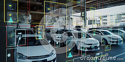 Machine vision image recognition object detection compute two created with generative AI Stock Photo