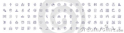 Machine vision line icons signs set. Design collection of Robotics, Automation, Computer Vision, OCR, AI, Sensors Vector Illustration