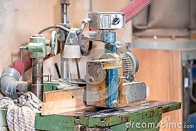 machine for wood treatment in carpentry Stock Photo