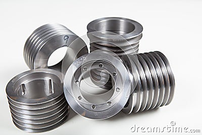 Machined steel parts Stock Photo