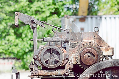 Machinery Gears In Abandoned Railway Station Stock Photo