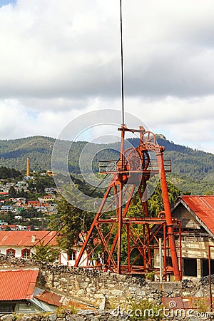 Machinery, ancient mining activity in real del monte, near pachuca, hidalgo, mexico I Stock Photo