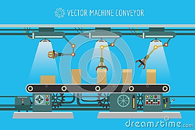 Machinery industrial factory conveyor belt Vector Illustration