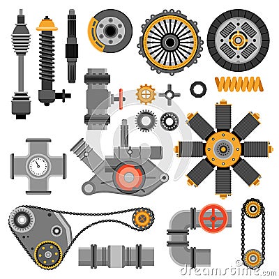 Machinery Parts Set Vector Illustration