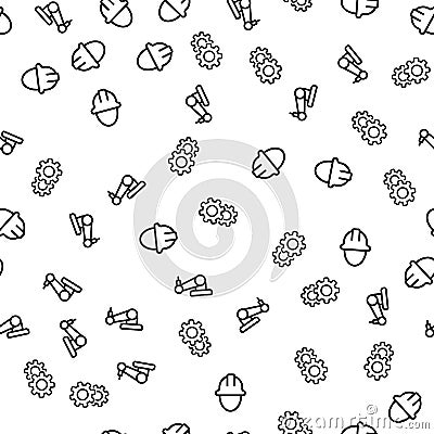 Machinery Robot Technic Seamless Pattern Vector Vector Illustration