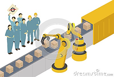 Machines vs humans. Stock Photo