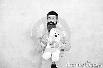 Macho ready romantic date. Womens day. Stereotype of romantic holidays. Valentines day. Man wear tuxedo bow tie Stock Photo