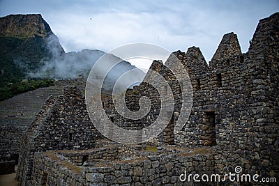 Machu Picchu in cloudy weather Stock Photo
