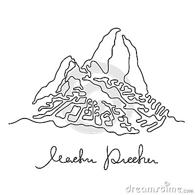 Machu Picchu continuous line vector illustration Vector Illustration