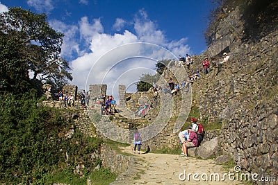Tourist explore Machu Picchu, Peru Editorial Stock Photo
