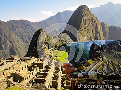 Machu Picchu, Peru, tourist guide. Stock Photo