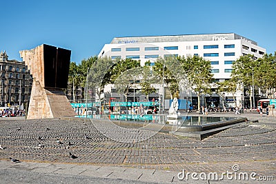 Macia Monument in Plaza Cataluna Editorial Stock Photo