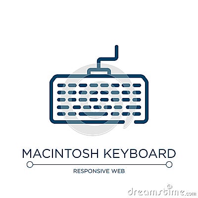 Macintosh keyboard icon. Linear vector illustration from apple devices collection. Outline macintosh keyboard icon vector. Thin Vector Illustration