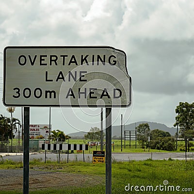 Overtaking Lane Ahead Sign Editorial Stock Photo