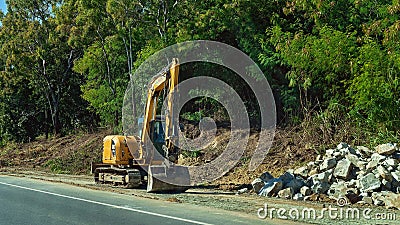 Roadwork Machinery Repairing Highway Editorial Stock Photo