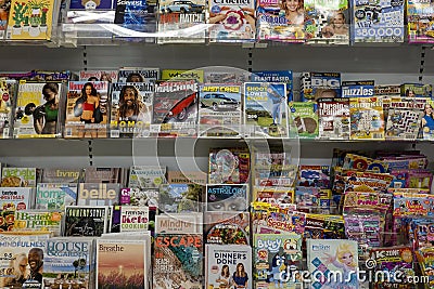 Magazines For Sale In Supermarket Editorial Stock Photo