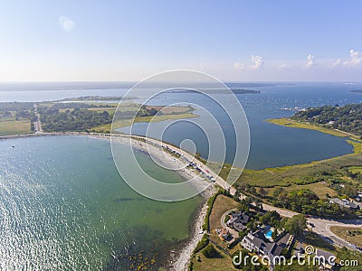 Mackeral Cove Beach aerial view, Rhode Island, USA Stock Photo