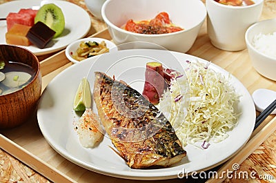 Mackerel fish meal Stock Photo