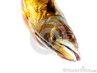 Mackerel Fish smoked isolated background Stock Photo