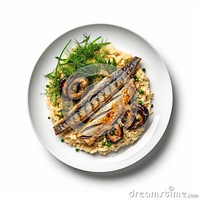 Pixel Perfect Mediterranean-inspired Sardine And Mushroom Plate Stock Photo