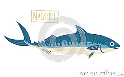 Mackerel, vector cartoon illustration Vector Illustration