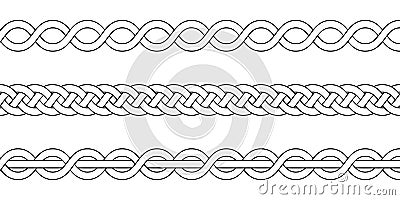 Macrame crochet weaving, braid knot, vector knitted braided pattern intersecting strands wicker Vector Illustration