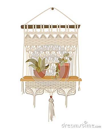 Macrame Wall Hanging Vector Illustration