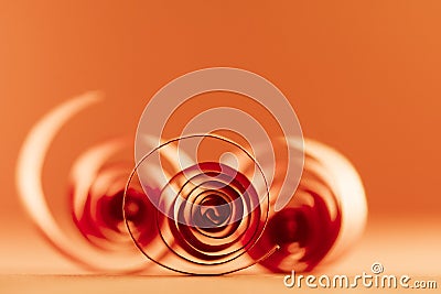 Macro, abstract, background picture of red paper spirals Stock Photo