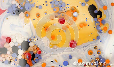 Macro Abstract bubble texture marble background. Acrylic color in water and oil Stock Photo