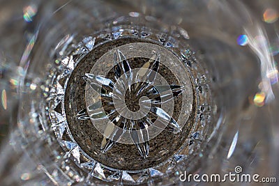 Macro abstract texture of sparkling lead crystal glass with a starburst pattern Stock Photo