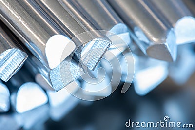 Macro of aluminum rod metallurgy industry Stock Photo