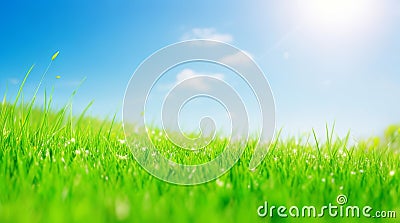 Macro Art of Green Grass with Shallow Depth of Field. Stock Photo